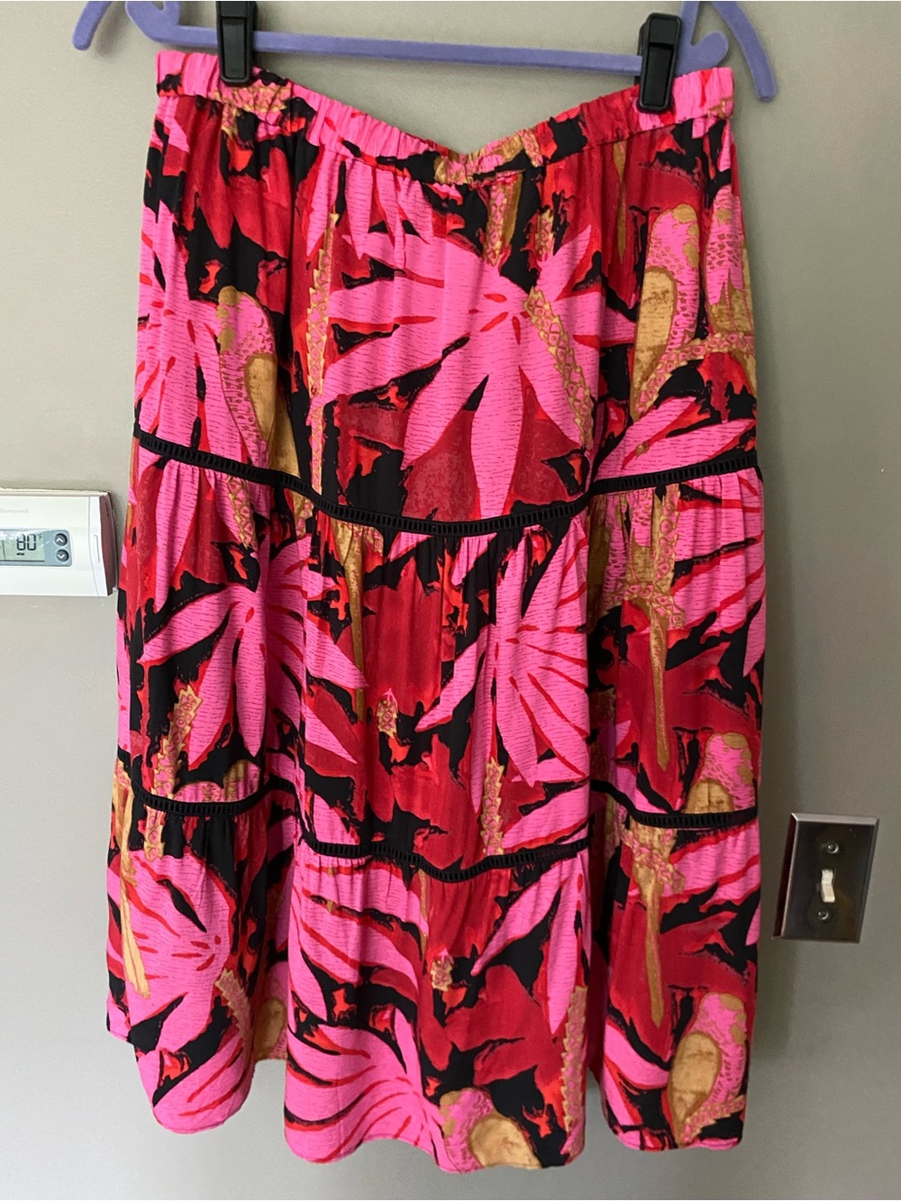 NWT J. CREW Tiered Pull-on Midi Skirt In Palm Print Size Medium - Picture 3 of 7